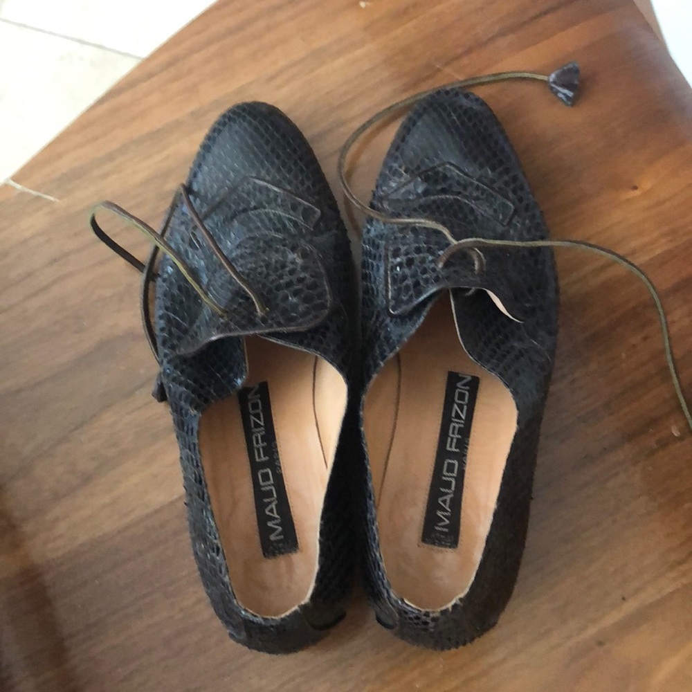 Vintage 37 snakeskin loafer 70’s black brown neat!